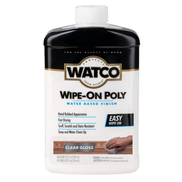 1 Quart Clear Gloss Wipe On Water Based Interior Shellac, Lacquer & Polyurethane (4-Pack)