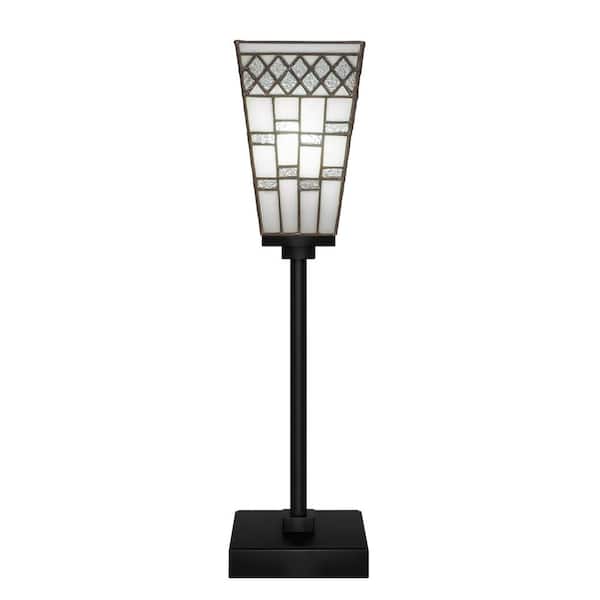 Unbranded Quincy 18 in. Matte Black Accent Lamp with Glass Shade