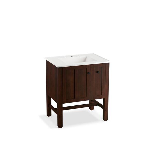 KOHLER Tresham 30 in. W x 21-7/8 in. D Vanity in Woodland with Vitreous China Vanity Top in White with White Basin