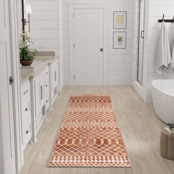 Astra Machine Washable Copper 2 ft. x 6 ft. Moroccan Transitional Runner Area Rug