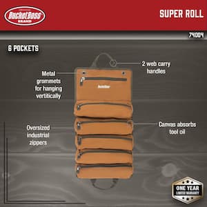 27 in. 6 Zippered Pockets Super Tool Roll in Brown