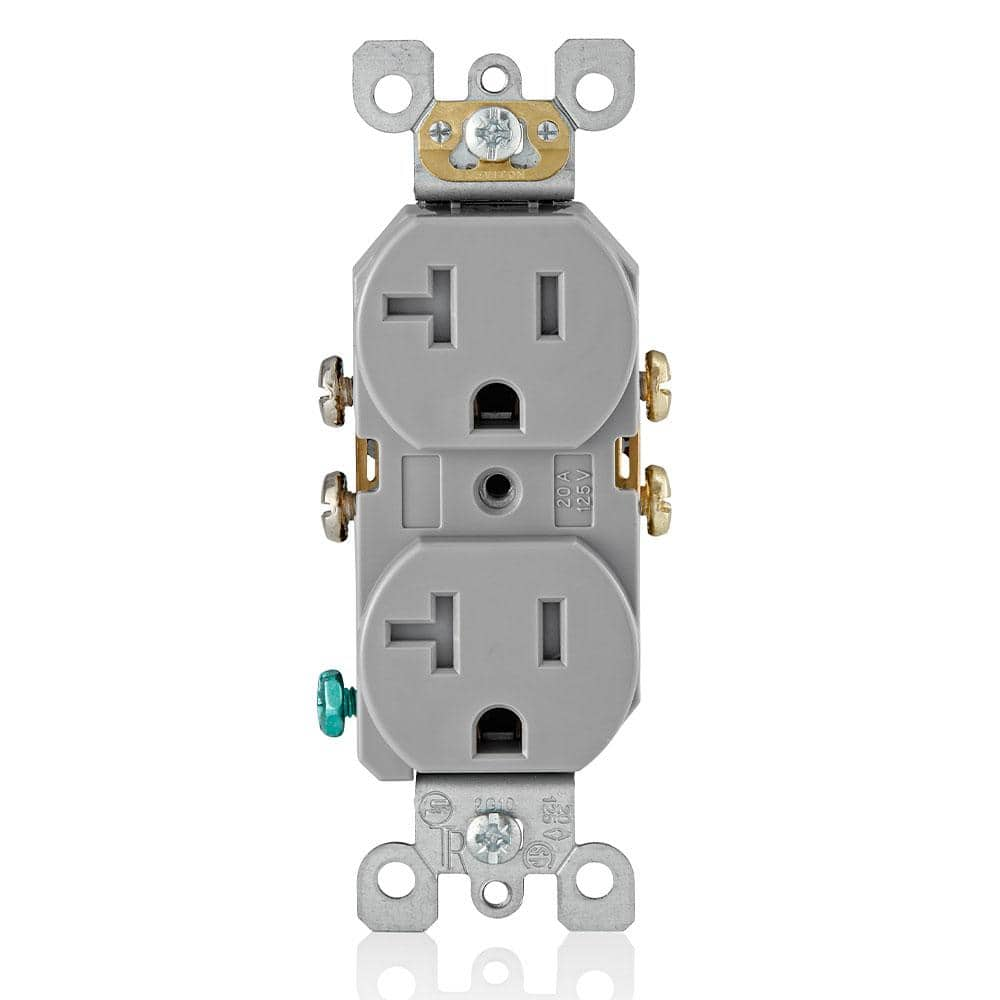 Leviton 20 Amp 125 Volt Tamper Resistant Duplex Outlet/Receptacle, Gray ...