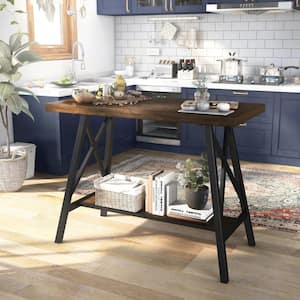 Arcadiance 47.25 in. Rectangle Weathered Medium Oak and Black Wood Counter Height Dining Table (Seats 4)
