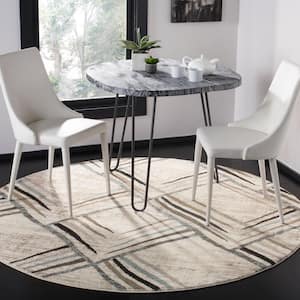 Amsterdam Cream/Charcoal 5 ft. x 5 ft. Abstract Geometric Round Area Rug