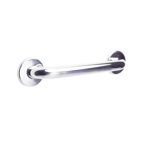 CSI Bathware Straight 12 in. x 1.25 in. in. Concealed Flange Grab Bar in Polished Chrome