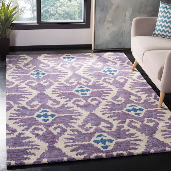 Wyndham 10 ft. x 14 ft. Lavender/Ivory Floral Geometric Area Rug