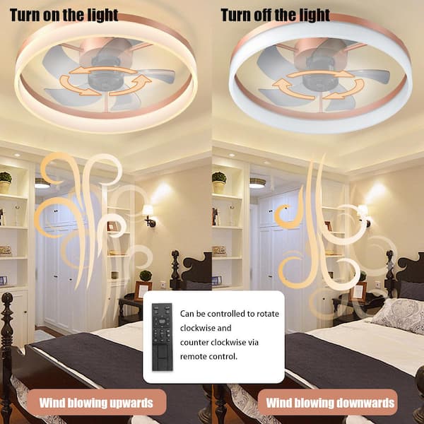 Rose Gold 19.7 in. Indoor LED Small Ceiling Fan with Lights and Remote