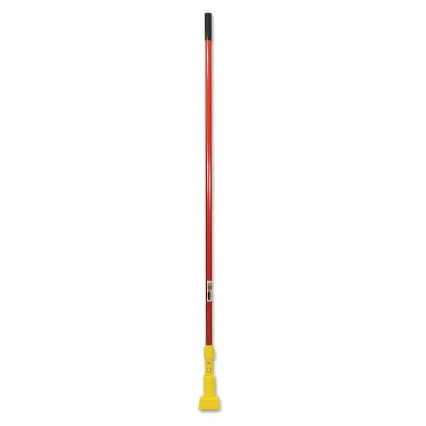 Rubbermaid Commercial Products 60 in. Clamp Style Red Wet Mop Handle with Yellow Plastic Head