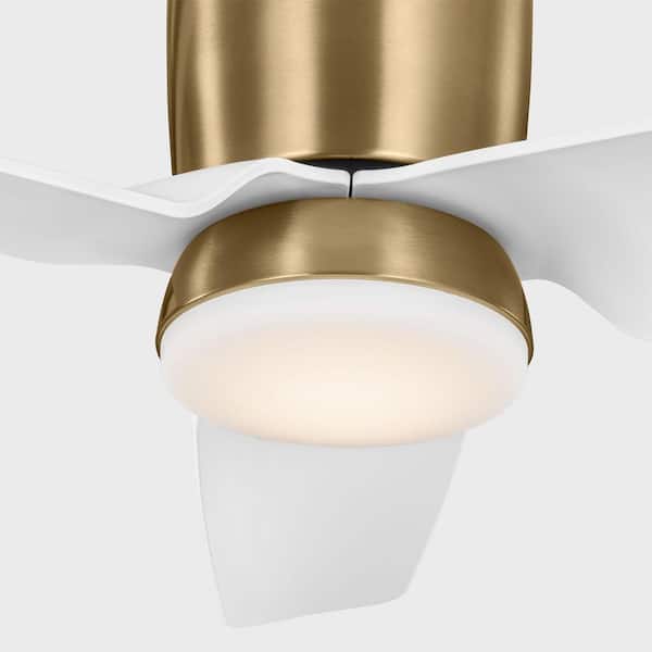 Generation Lighting - Fan Colgin 44 in. Satin Brass Hugger Flush Mount Standard Ceiling Fan with Integrated LED Light Kit and Remote