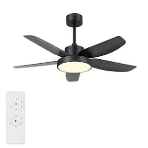 46 in. 6-Speeds Smart Indoor Black Ceiling Fan with 3-Colors LED Light and DC Reversible Motor and Remote for Any Room