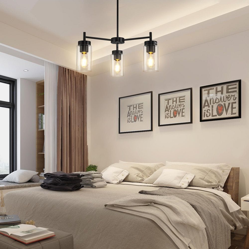 Briignite Modern 3-Light Pendant Chandelier with Clear Glass