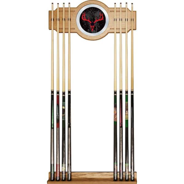 Trademark Hunt Skull 30 in. Wooden Billiard Cue Rack with Mirror