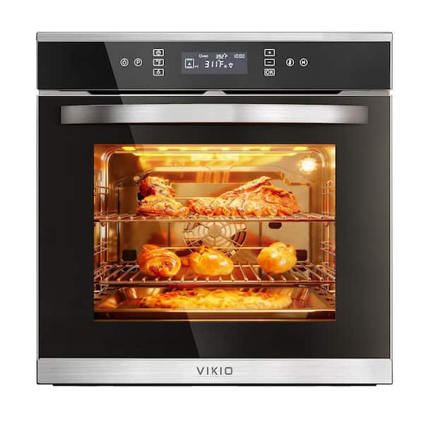 24 in. 2.83 cu. ft. Single Electric Wall Oven with Convection and Manual Clean in Stainless Steel, Tempered Glass Door