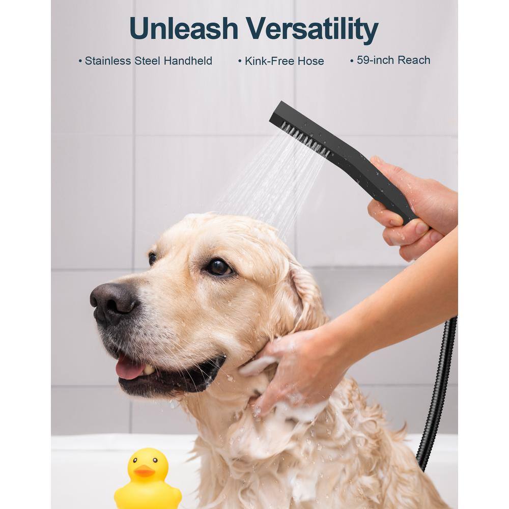 Matte Black Dual Shower Head System with Handheld and Jets