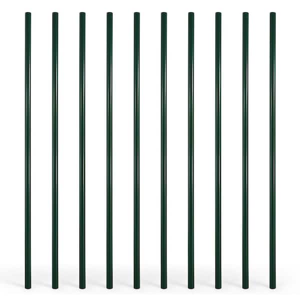 Black Galvanized 1-7/8 in. x 1-7/8 in. x 8 ft. Steel Line Chain Link Fence Post (10 Pack)