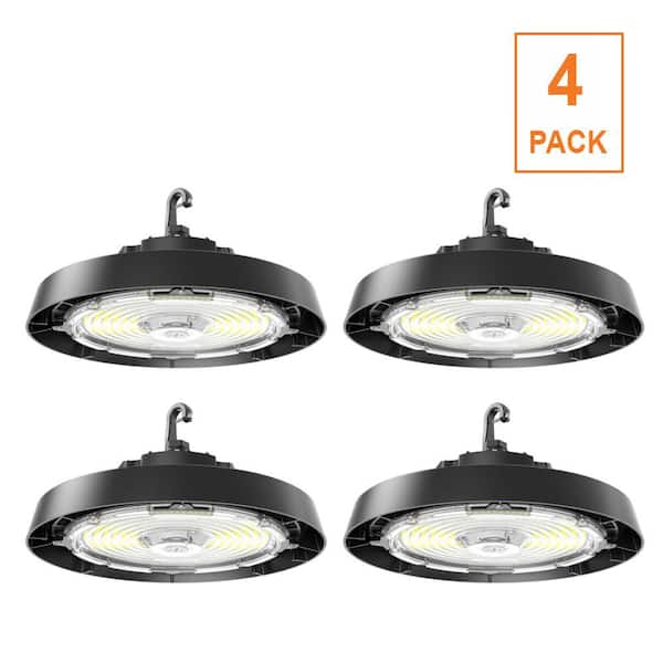 4-Pack 11 in. 400-Watt Equivalent LED Black High Bay Light 22500LM 100W 120W 150W 3000K 4000K 5000K 120-277V Dimmable