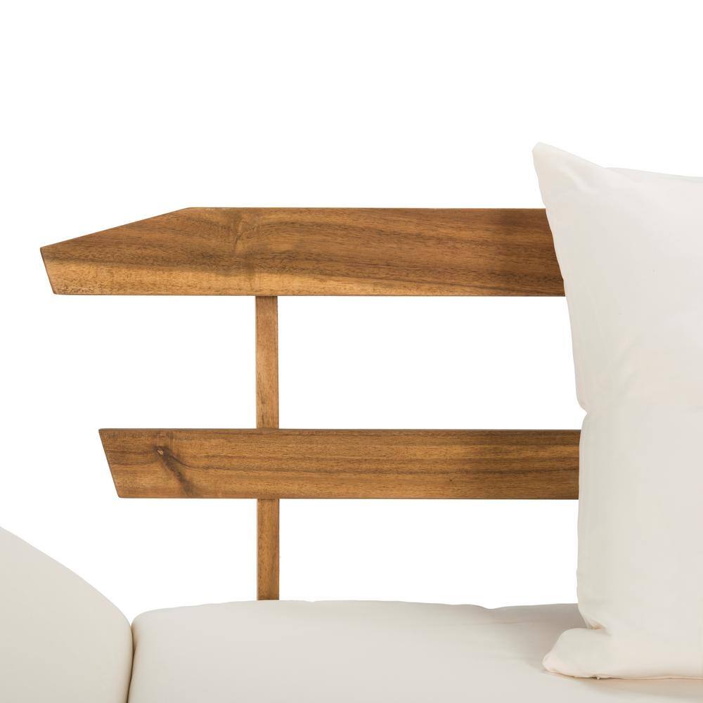 Natural Acacia Wood Daybed with Beige Cushions