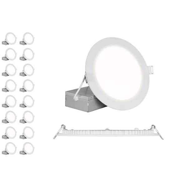 NICOR REL 8 in. Round 2700K Remodel IC-Rated Recessed Integrated LED Edge Lit Downlight Kit, White, (16 Pack)