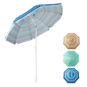 6.5 ft. Patio Sunshade Beach Umbrella with Table Sandbag Portable Tilt Outdoor Navy
