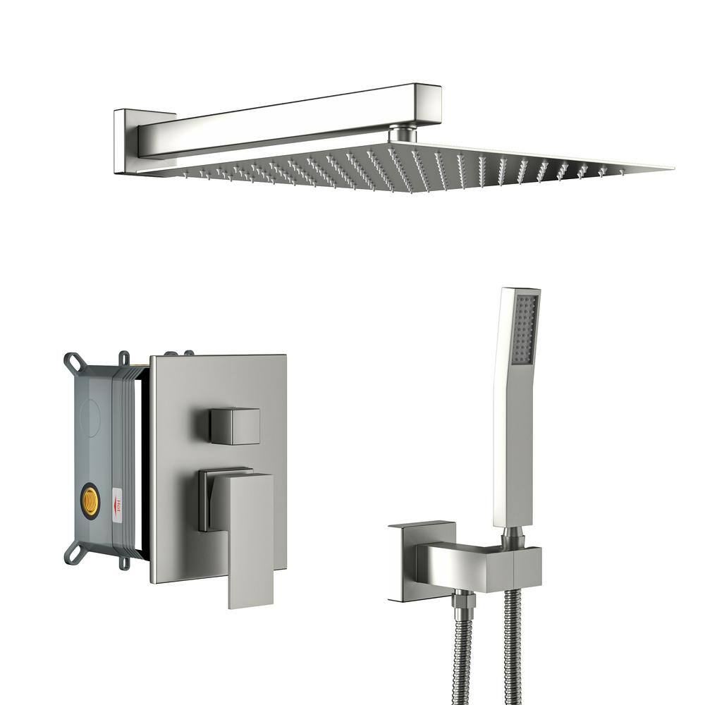12 in. Rain Shower System Set Combo Single Handle 1-Spray Shower Faucet 1.8 GPM with Pressure Balance in. Brushed Nickel price history on PriceWatchPro