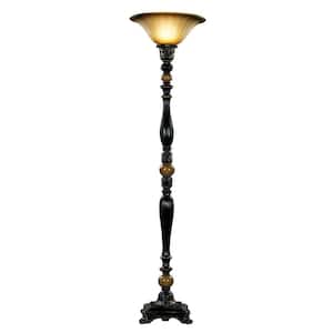 71.5 in. 1-Light Dark Oil Rubbed Bronze Torchiere Floor Lamp - Title 20 Certified with LED Bulb Included