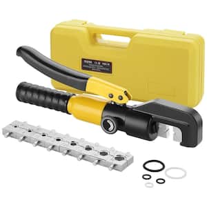 10T Hydraulic Cable Lug Crimping Tool 12 to 2/0 AWG Electrical Terminal Cable Wire Alloy Steel Tool Kit with 9 Die