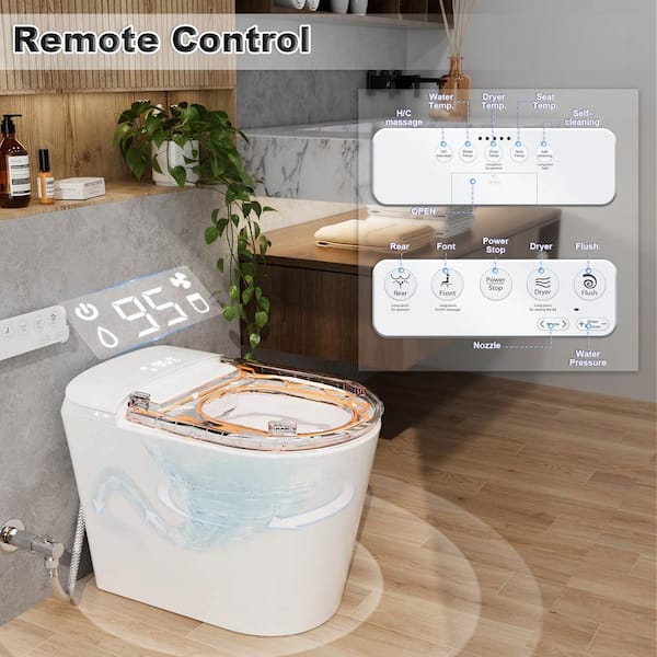 MYCASS Smart Toilet Bidet 1.32 GPF with Warm Air Dryer & Auto Flush