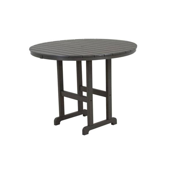 POLYWOOD La Casa Cafe 48 in. Slate Grey Round Plastic Outdoor Patio Counter Table