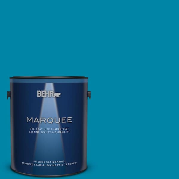 BEHR MARQUEE 1 gal. #MQ4-53 Tibetan Turquoise One-Coat Hide Satin Enamel Interior Paint & Primer