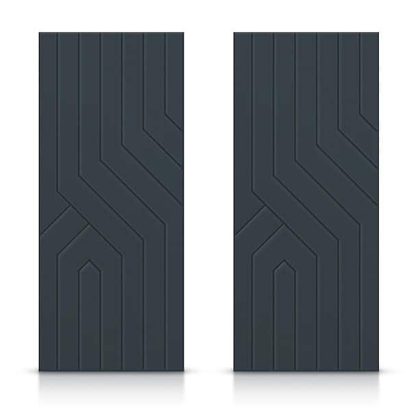 CALHOME 72 in. x 80 in. Hollow Core Charcoal Gray Painted Composite MDF Interior Double Closet Sliding Doors