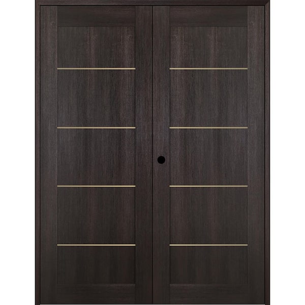 Belldinni Vona 07 4H Gold 72 in. x 80 in. Right Hand Active Veralinga Oak Wood Composite Double Prehung Interior Door