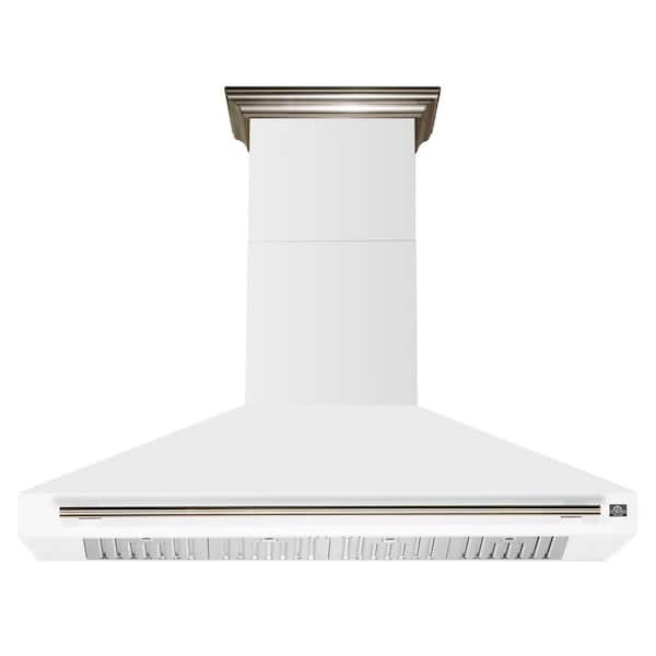 Aria 60 in. Wall-Mounted Range Hood in White, Ducted 1200 CFM