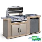 7 ft. Stucco Grill Island with 4-Burner Gas Grill in Stainless Steel
