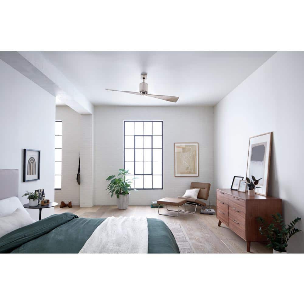 Polished Nickel 60" Modern 2-Blade Ceiling Fan with Remote