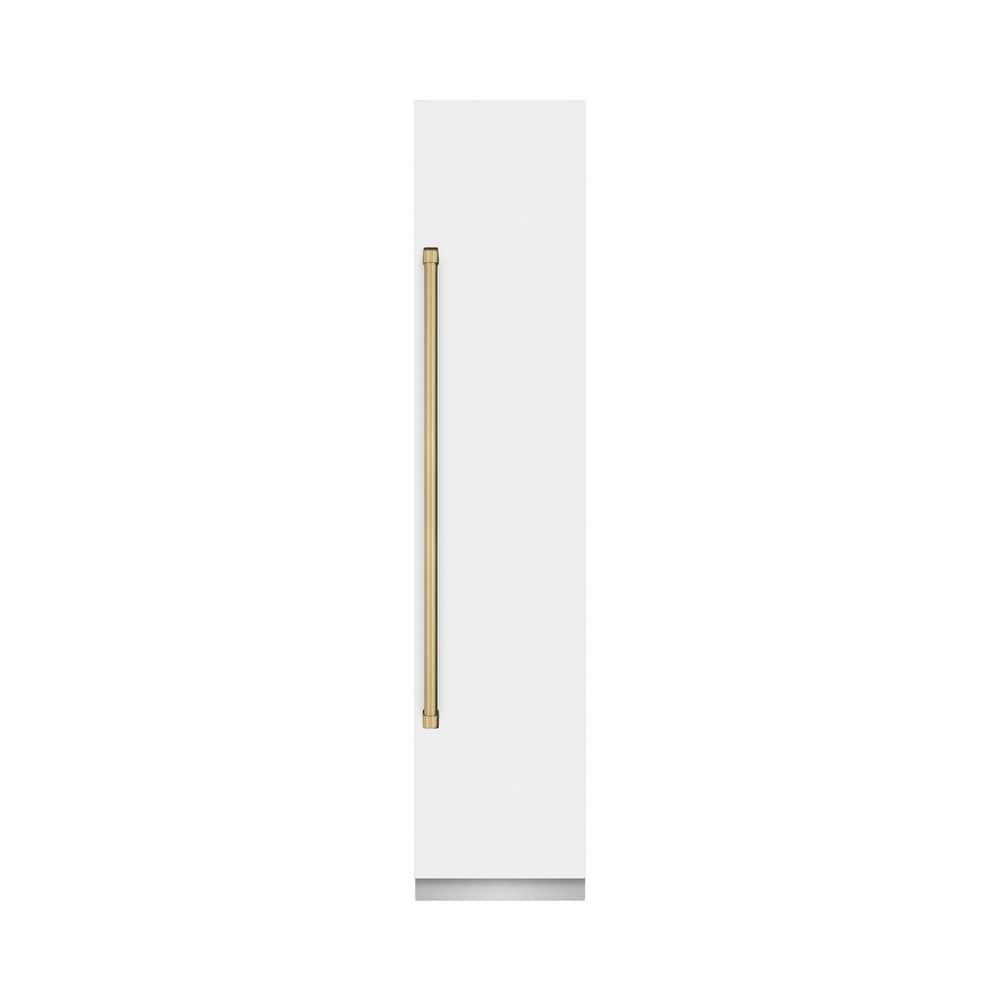 18 in. 8.6 cu. ft. White Matte Right Hinge Upright Column Freezer in Graphite Gray and Champagne Bronze Accents