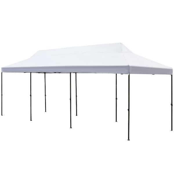 HOMMOW 10 ft. x 30 ft. Canopy Tent, Instant Canopy with Roller Bag, Sand Bags, Wind Ropes & Ground Nails, Party Tent, White