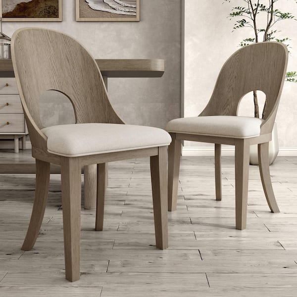 Furniture of America Hairin White Oak Fabric Dining Chair (Set of 2)