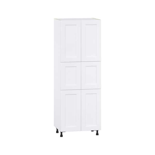 J COLLECTION Roseland 30 in. W x 24 in. D x 84.5 in. H Assembled Shaker Pantry Kitchen Cabinet in Warm White with 5-Shelves