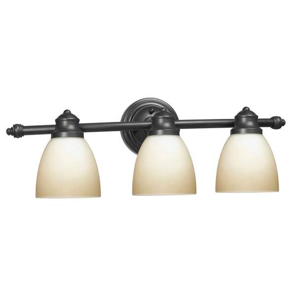 World Imports Gabriella Oil Rubbed Bronze Finsih 3-Lights Bath Sconce with Glass Shades-DISCONTINUED