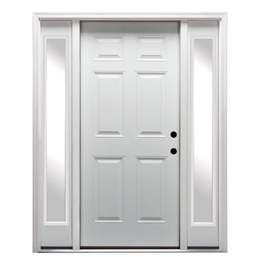 68.5 in. x 81.75 in. 6-Panel Left-Hand Inswing Classic Primed Fiberglass Smooth Prehung Front Door with Sidelites price history on PriceWatchPro