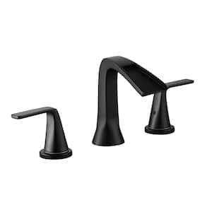 8 in. Widespread Double Handles 3-Hole 1.5 GPM Bathroom Faucet Set in Black