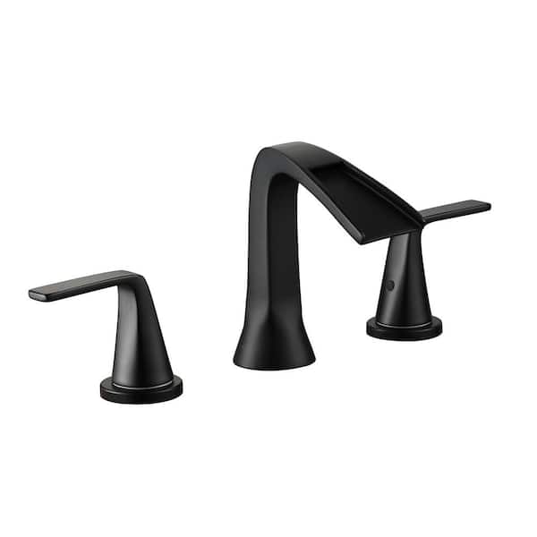 Dimakai 8 in. Widespread Double Handles 3-Hole 1.5 GPM Bathroom Faucet Set in Black