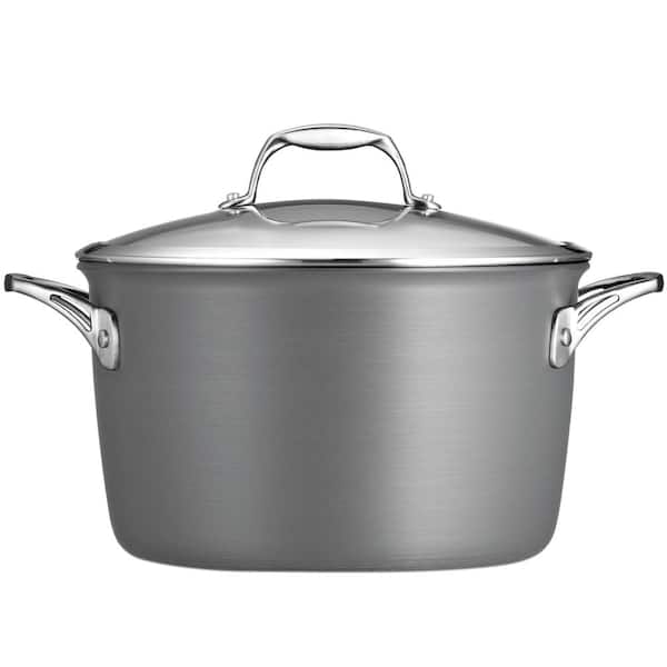 Tramontina Gourmet 8 qt. Hard-Anodized Aluminum Nonstick Stock Pot in Slate Gray with Glass Lid