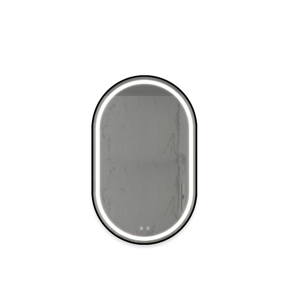 20 in. W x 32 in. H Oval Bathroom Led Framed Vanity Mirror Wall Mount with 