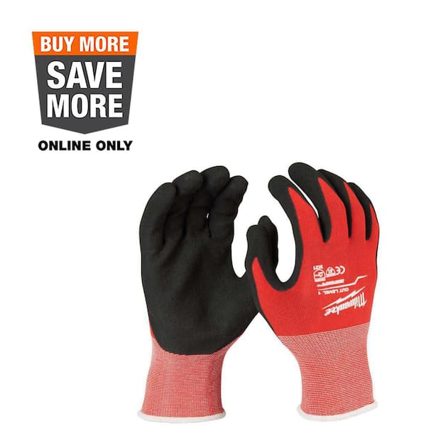 Medium Red Nitrile Level 1 Cut Resistant Dipped Work Gloves