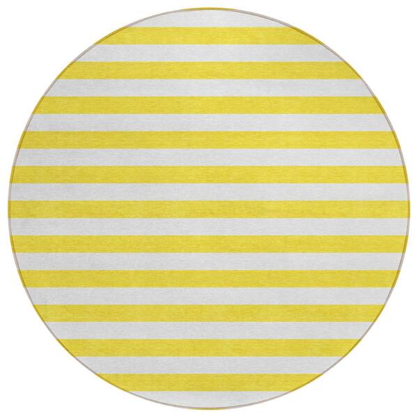 Addison Rugs Chantille ACN528 Yellow 8 ft. x 8 ft. Round Machine Washable Indoor/Outdoor Geometric Area Rug