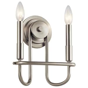 Capitol Hill 2-Light Brushed Nickel Bathroom Indoor Wall Sconce Light