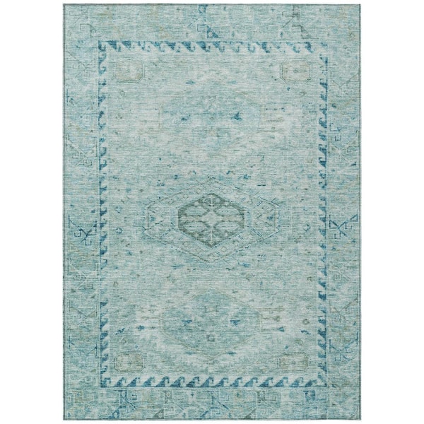Chantille Machine Washable Indoor/Outdoor Abstract ACN2357 Aqua 5 ft. x 7 ft. 6 in. Area Rug
