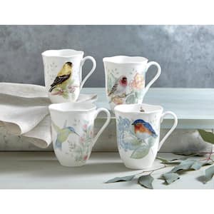 Butterfly Meadow Flutter 12 oz. Porcelain Multi Color Coffee/Tea Mugs (Set of 4)