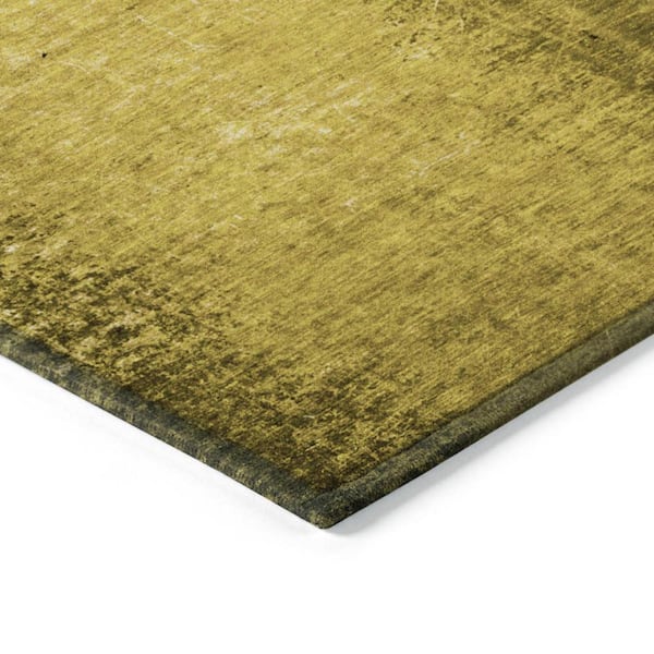 Gold 2 ft. x 8 ft. Woven Abstract Runner Indoor/Outdoor Area Rug